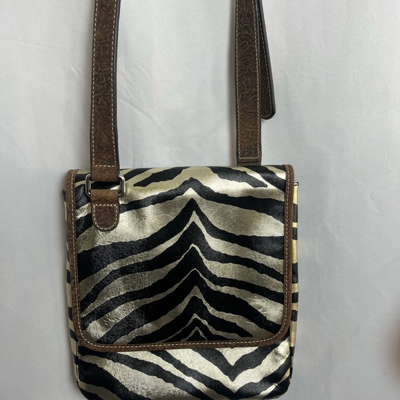 Consuela Zebra-Pattern Crossbody Bag with Brown Strap - Picture 3 of 6